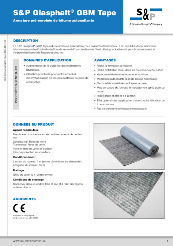 Fiche technique  S&P GBM Tape (TDS)