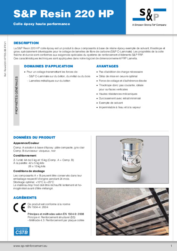 Fiche de Données Techniques S&P Resin 220 HP