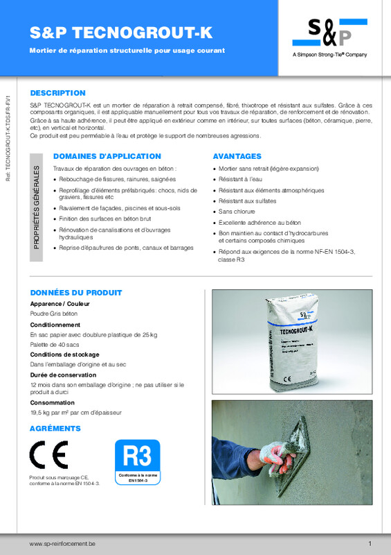 Fiche de données techniques S&P Tecnogrout-K