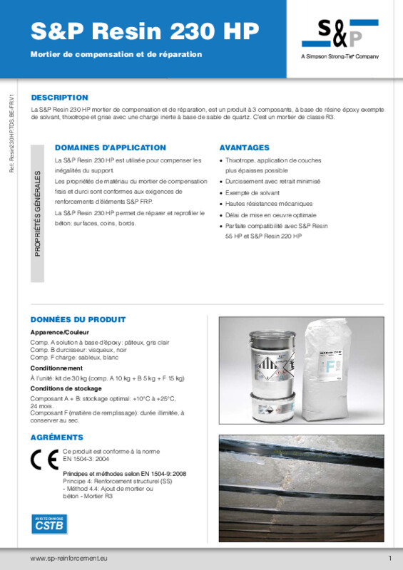 Fiche de Données Technique S&P Resin 230 HP