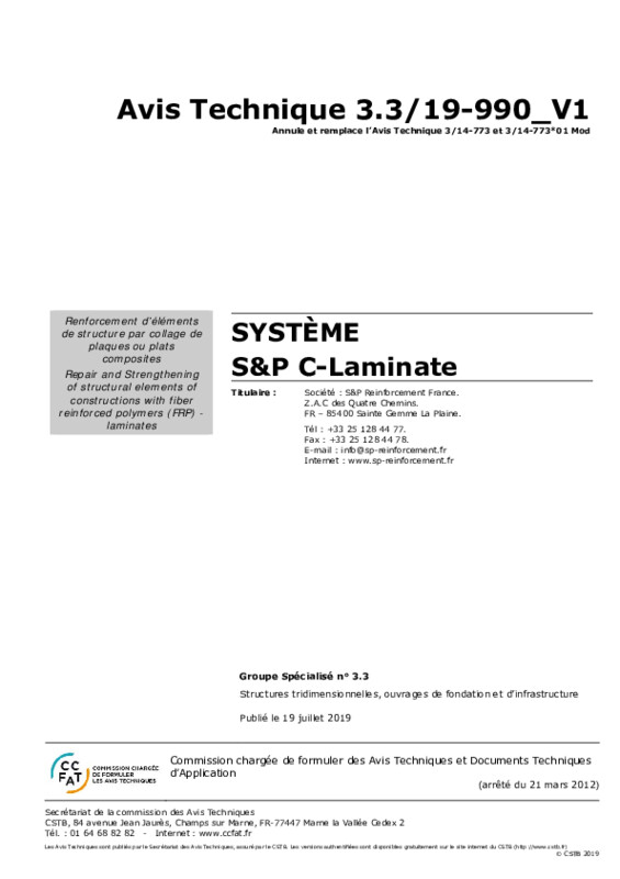 Avis Technique S&P C-Laminate 3.3-19-990_V1