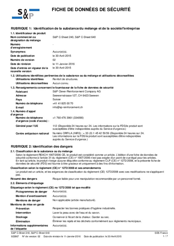 S&P C-Sheet 640 (FDS) - valable en France